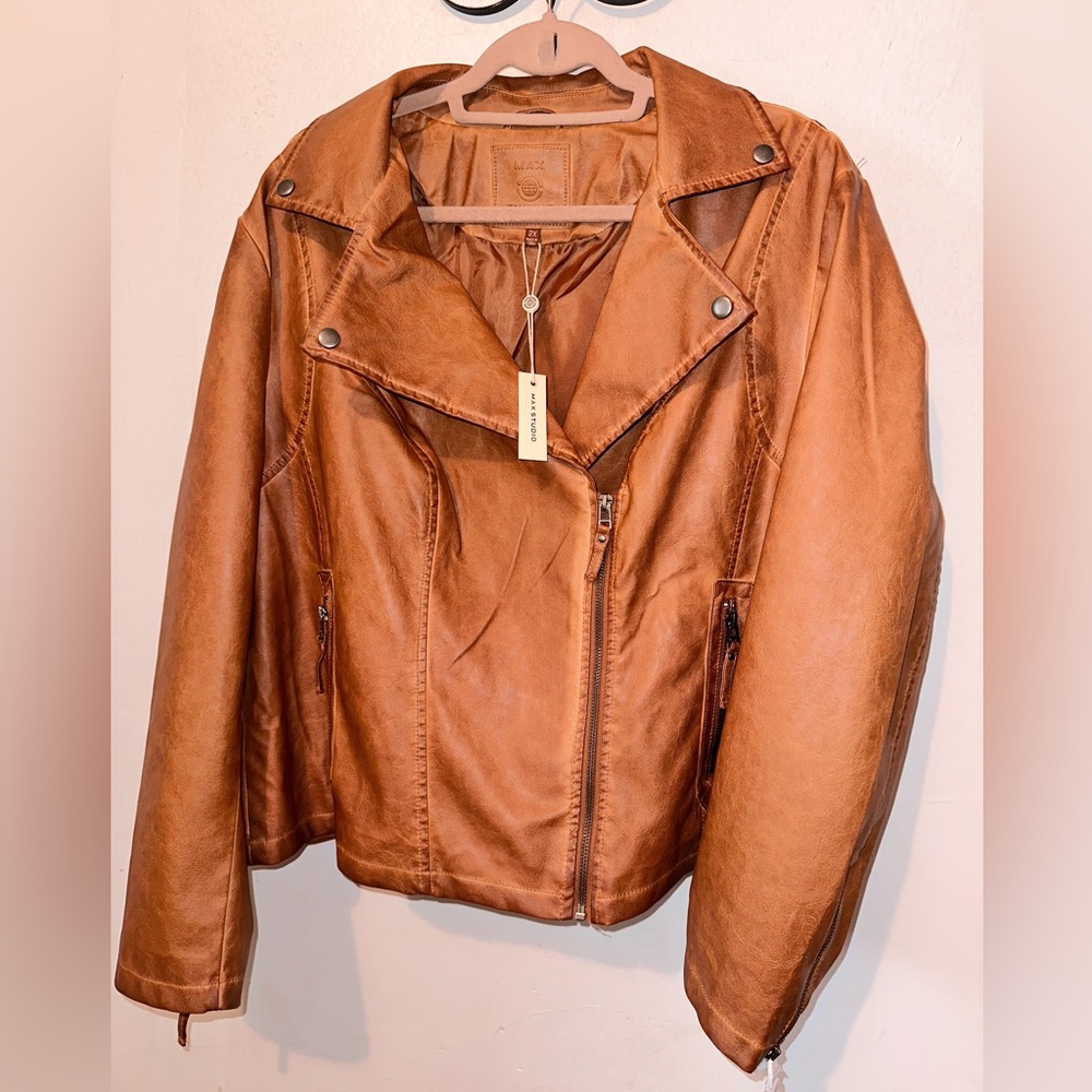 Max Studio Tan Leather Jacket